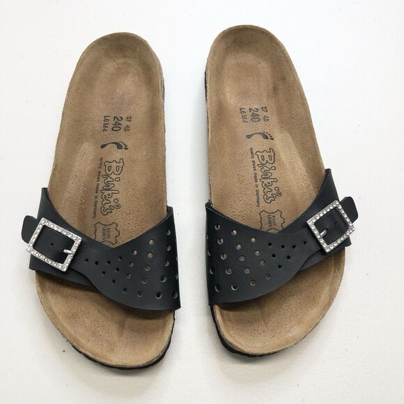 Birkenstock Madrid Black Single Strap Rhinestone Sandals Women's Comfort 37 - Picture 2 of 9